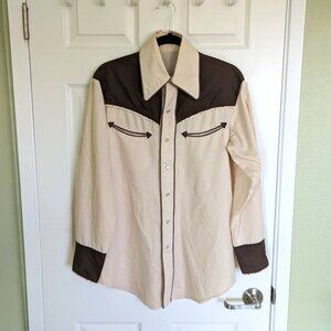 Vintage Handmade Cream & Brown Western Shirt